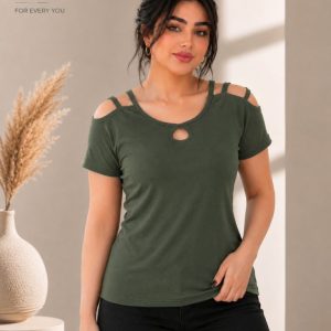 تاپ زنانه سه بند سبز تیره